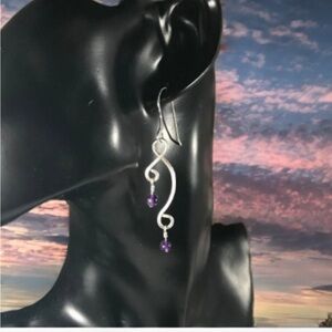 Amethyst Sterling Silver Dangle Earrings- Amethyst Earrings Dangle Style #1